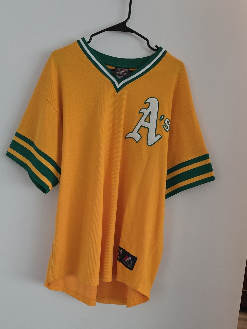 Vintage Collection B Yellow and Green Men's JACKSON Jersey with A's Logo